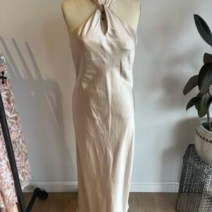 Elegant Cream Halter Dress